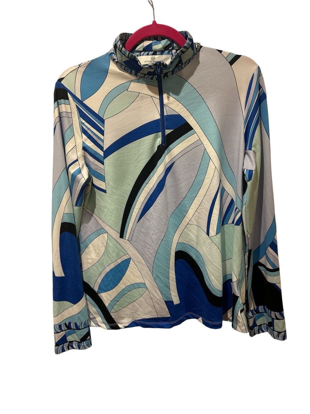 Jean-Pierreklifa Blue Multicolor Long-Sleeve Zip Mock Neck Top